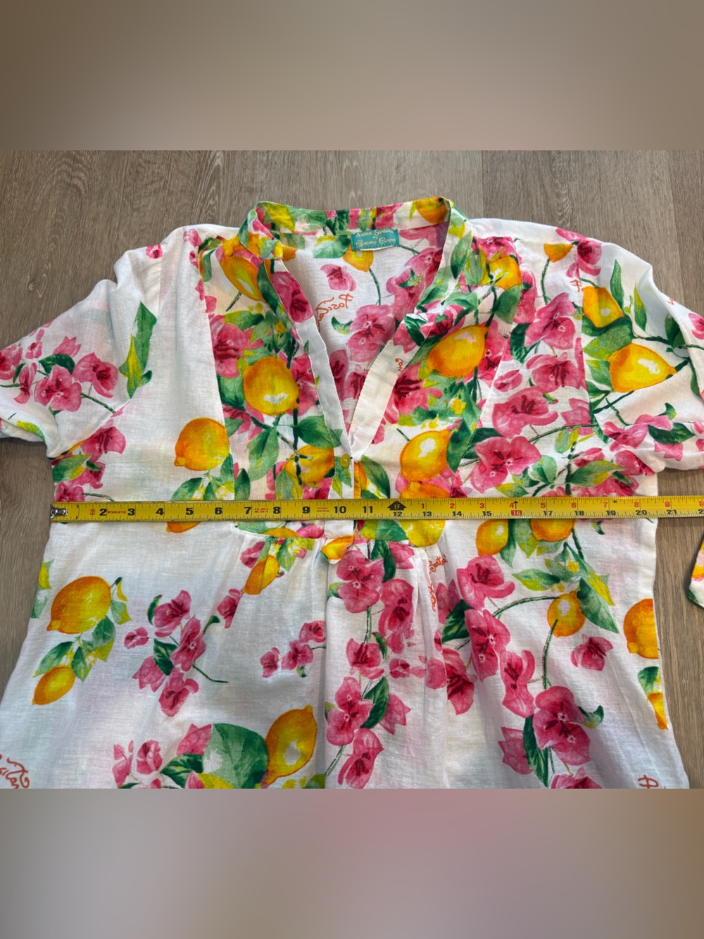 Antica Sartoria by Giacomo Cinque Lemon Positano Printed Blouse Italian Medium - Picture 9 of 10